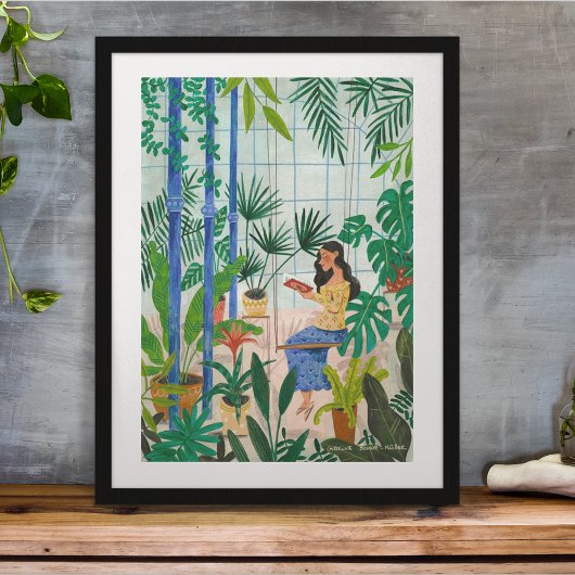 Meisje in illustratie voor broeikaseffect poster