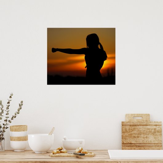 Meisje in Karate Sunset Poster (Keuken)