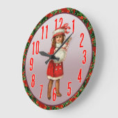  Meisje In Kerst Garb Wall Clock Grote Klok (Hoek)