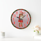  Meisje In Kerst Garb Wall Clock Grote Klok (Huis)