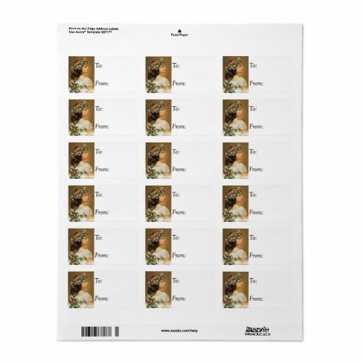  Meisje In Kerst Ivy Gift Label (Full Sheet)