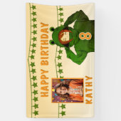 Meisje in Kikker Hoodie Sterren Foto Verjaardag Ac Spandoek (Verticaal)