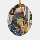 Meisje in levendige hoed keramisch ornament (Rechts)