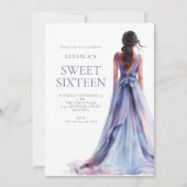 Meisje in Lila Jurk Sweet 16 Verjaardagsfeest Kaart (Voorkant)