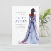 Meisje in Lila Jurk Sweet 16 Verjaardagsfeest Kaart (Staand voorkant)