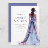 Meisje in Lila Jurk Sweet 16 Verjaardagsfeest Kaart (Voorkant / Achterkant)