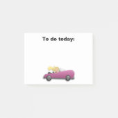 Meisje in magenta / roze auto Post it Note (Voorkant)