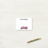 Meisje in magenta / roze auto Post It-notitie Post-it® Notes (Op bureau)