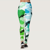 Meisje in Mode Groen Blauw Zwart & Wit Leger Leggings (Achterkant)
