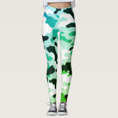 Meisje in Mode Groen Blauw Zwart & Wit Leger Leggings (Voorkant)
