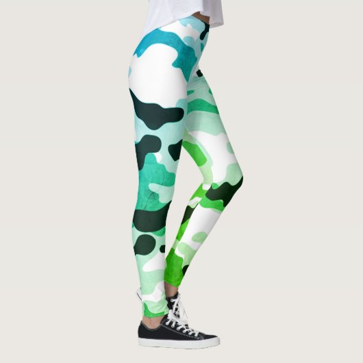 Meisje in Mode Groen Blauw Zwart & Wit Leger Leggings (Rechts)