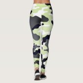 Meisje in Mode Groen Zwart & Wit Leger Leggings (Achterkant)