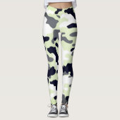 Meisje in Mode Groen Zwart & Wit Leger Leggings (Voorkant)