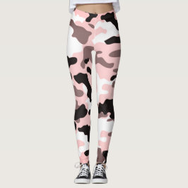 Meisje in Mode Roze Zwart & Wit Leger Leggings