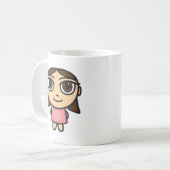 Meisje in Mok met roze-Brunette-bruine ogen (Voorkant links)
