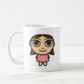 Meisje in Mok met roze-Brunette-bruine ogen (Links)
