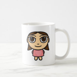 Meisje in Mok met roze-Brunette-bruine ogen