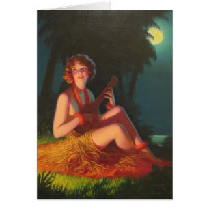 Meisje in Moonlight met Banjo Ukulele