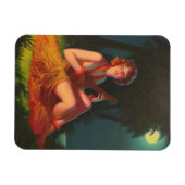 Meisje in Moonlight met Banjo Ukulele Magneet (Horizontaal)