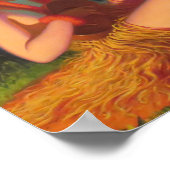 Meisje in Moonlight met Banjo Ukulele Poster (Hoek)