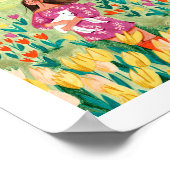 Meisje in Nederlandse tulpenveld Poster (Hoek)