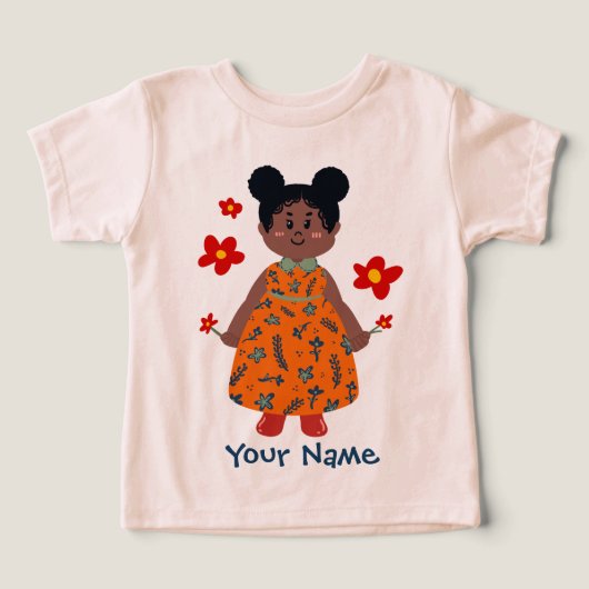 Meisje in oranje jurk (Buns) Aangepaste naam Peute (Design voorkant)