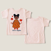 Meisje in oranje jurk (Buns) Aangepaste naam Peute (Ontwerp Voorkant & Achterkant)