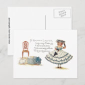 Meisje in paasjurk en konijntjes feestdagenkaart (Voorkant / Achterkant)