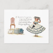 Meisje in paasjurk en konijntjes feestdagenkaart (Voorkant)