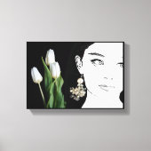 Meisje in parel oorbel mode illustratie trendy canvas afdruk (Voorkant)