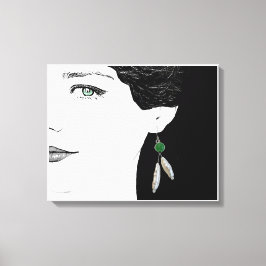 Meisje in parel oorbel mode illustratiekunst canvas afdruk