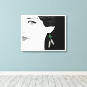 Meisje in parel oorbel mode illustratiekunst canvas afdruk (Insitu (Houten vloer))