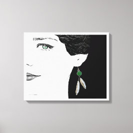 Meisje in parel oorbel mode illustratiekunst canvas afdruk