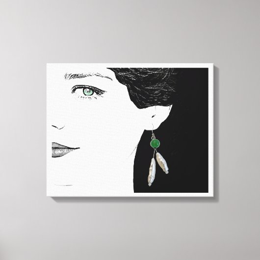 Meisje in parel oorbel mode illustratiekunst canvas afdruk (Voorkant)