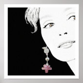 Meisje in parel oorbel mode illustratiekunst poster (Voorkant)