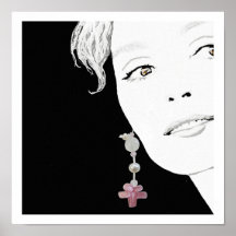 Meisje in parel oorbel mode illustratiekunst