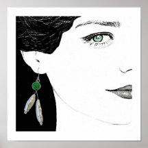 Meisje in parel oorbel mode illustratiekunst