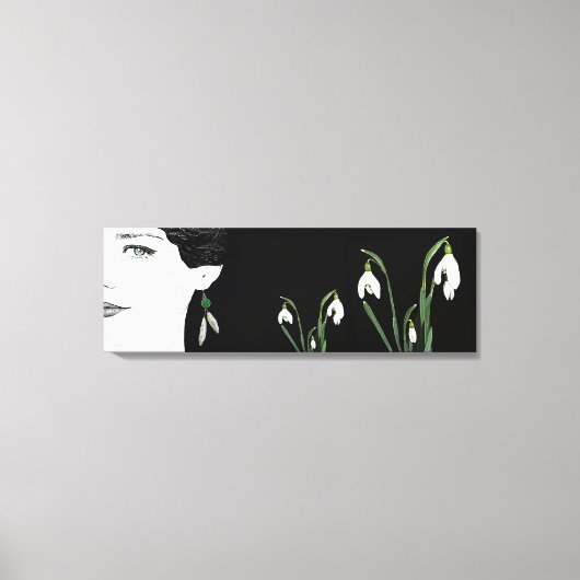 Meisje in parel oorbel mooie mode-illustratie canvas afdruk (Voorkant)