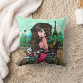 Meisje in Parijs Eiffel Tower Art Pillow Kussen (Deken)