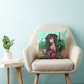 Meisje in Parijs Eiffel Tower Art Pillow Kussen (Stoel)