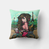 Meisje in Parijs Eiffel Tower Art Pillow Kussen (Achterkant)
