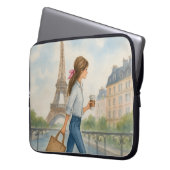 Meisje in Parijs Laptop Sleeve (Voorkant Links)