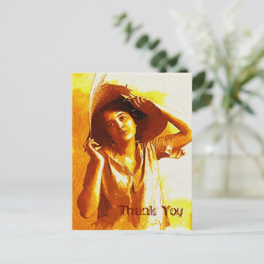 meisje in Pet dank u Briefkaart (Staand voorkant)