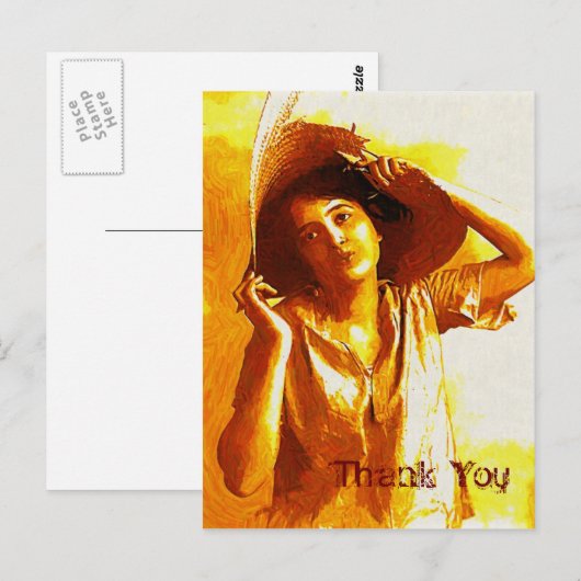 meisje in Pet dank u Briefkaart (Voorkant / Achterkant)