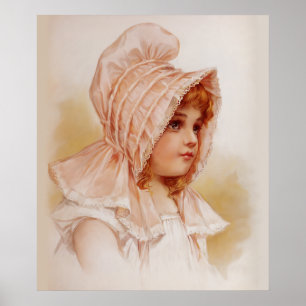 Meisje in Pink Bonnet Poster