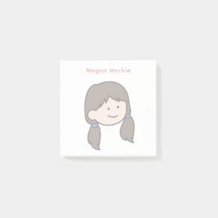 Meisje in Ponytails om lijsten te doen Post-it® Notes