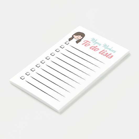 Meisje in Ponytails om lijsten te doen Post-it® Notes (Schuin)