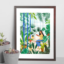 Meisje in poster ter illustratie van de glastuinle