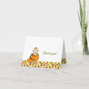 Meisje in Pumpkin Baby shower Bedankt Notities