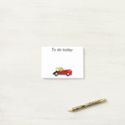 Meisje in Red Car Post It Note (Op bureau)